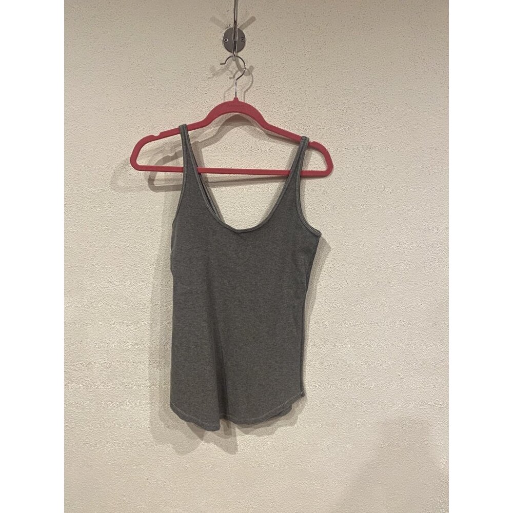 Lululemon Mudra Tank Top Womens 6 Gray Ribbed Modal Scoop Neck Lounge Camisole - Picture 2 of 4
